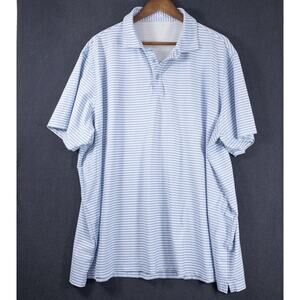 DNL Shirt Mens XL Golf Nylon & Elastane Blue Stripped Short Sleeves